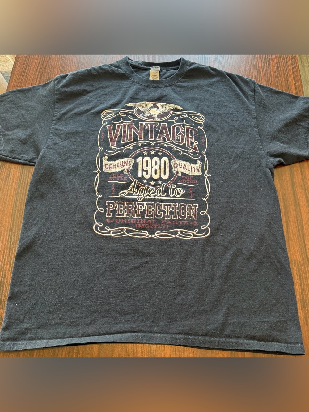 Gildan Mens Black Novelty 1980 Aged to Perfection Birthday T Shirt Cotton XL